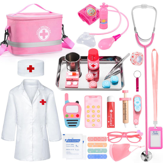 AINIOKA doctor kit coat and stethoscope for imaginative toddler play.