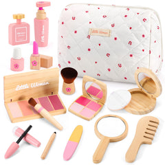 AINIOKA wooden makeup bag for imaginative pretend makeup play