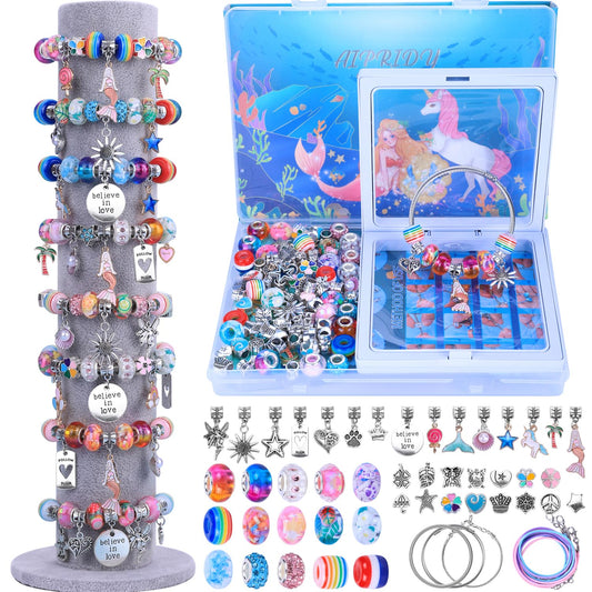 AIPRIDY charm bracelet kit with unicorn-mermaid beads for imaginative crafting