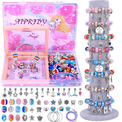 AIPRIDY Charm Bracelet Kit with unicorn mermaid gift box inspires imaginative jewelry making.