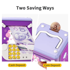 Aiqi piggy bank toy coin storage area offers ample space for coins and cash.
