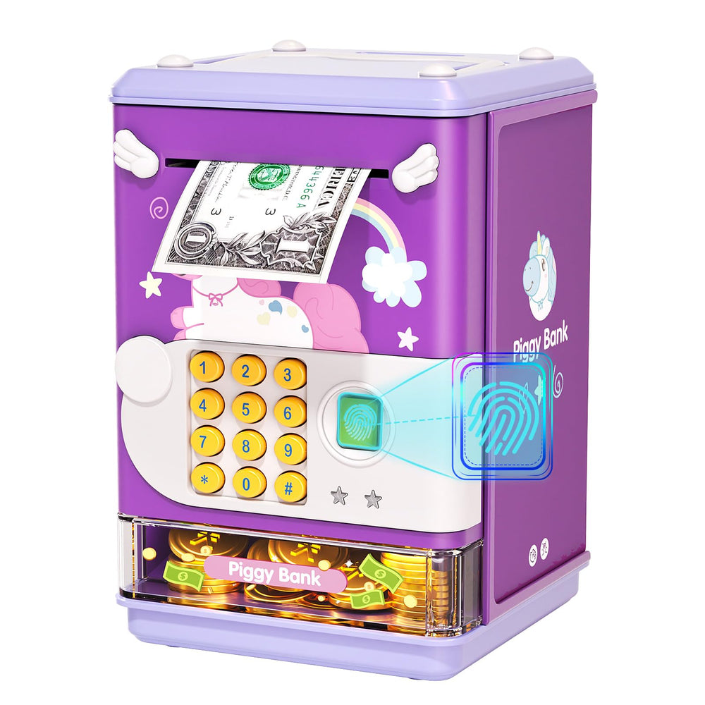 Aiqi piggy bank toy password panel shows kid-friendly security for savings.