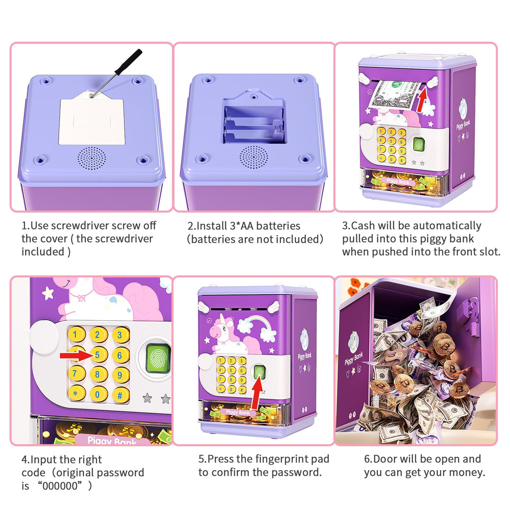 Aiqi piggy bank toy see-through window lets kids watch savings grow.