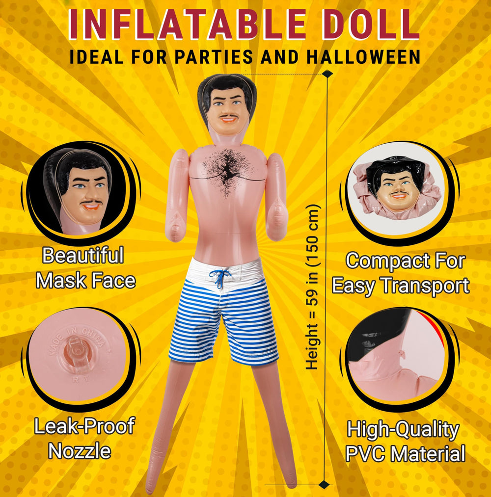 AIR GAG inflatable mannequin shows easy inflate setup for quick excitement