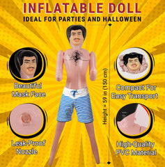 AIR GAG inflatable mannequin shows easy inflate setup for quick excitement