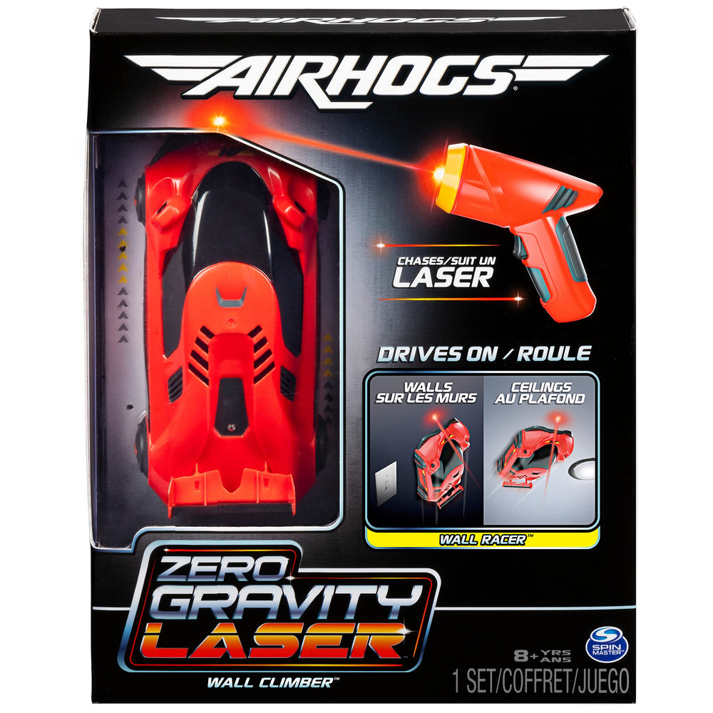 Air Hogs Zero Gravity Laser on ceiling enabling vertical play.