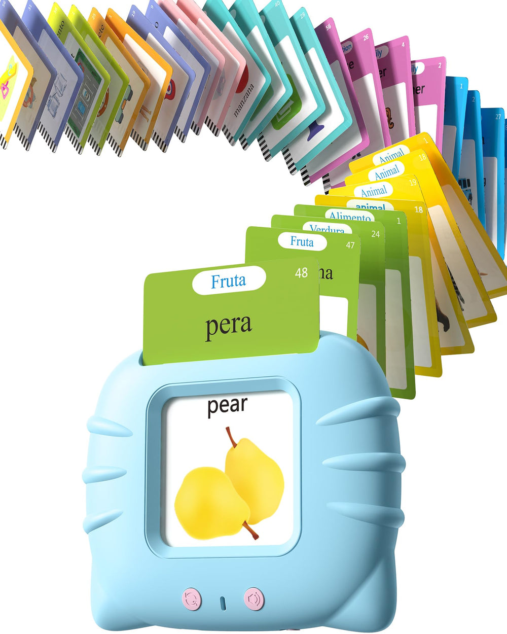 Airbition bilingual flash cards front cover, inviting two-language exploration for curious toddlers.