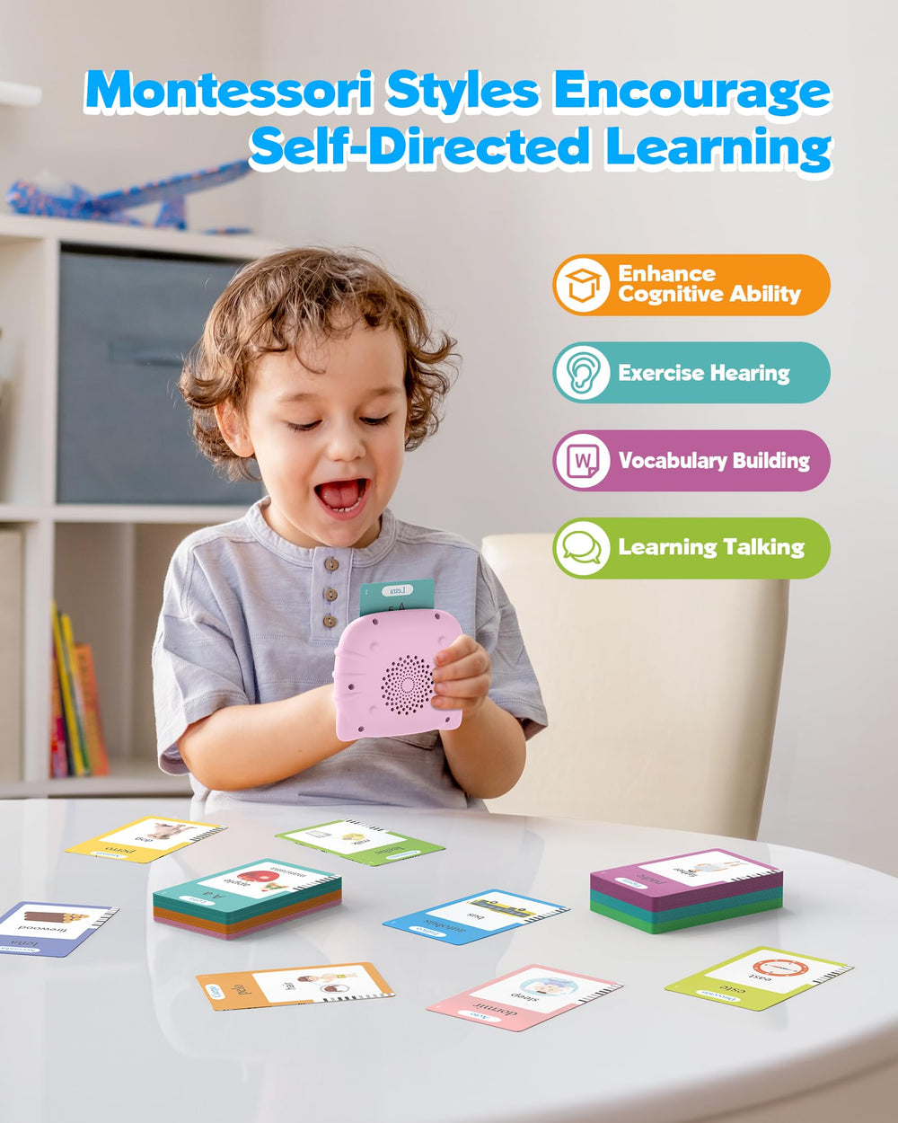 Airbition Montessori reader enables independent learning and focus.
