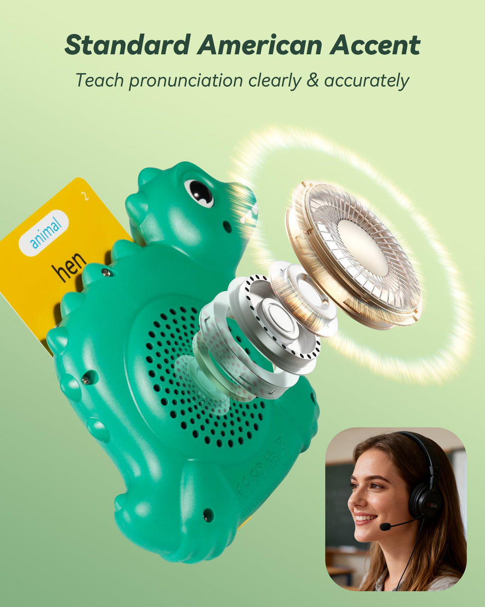 Airbition sensory learning cards support visual and auditory learning through repeated listening.