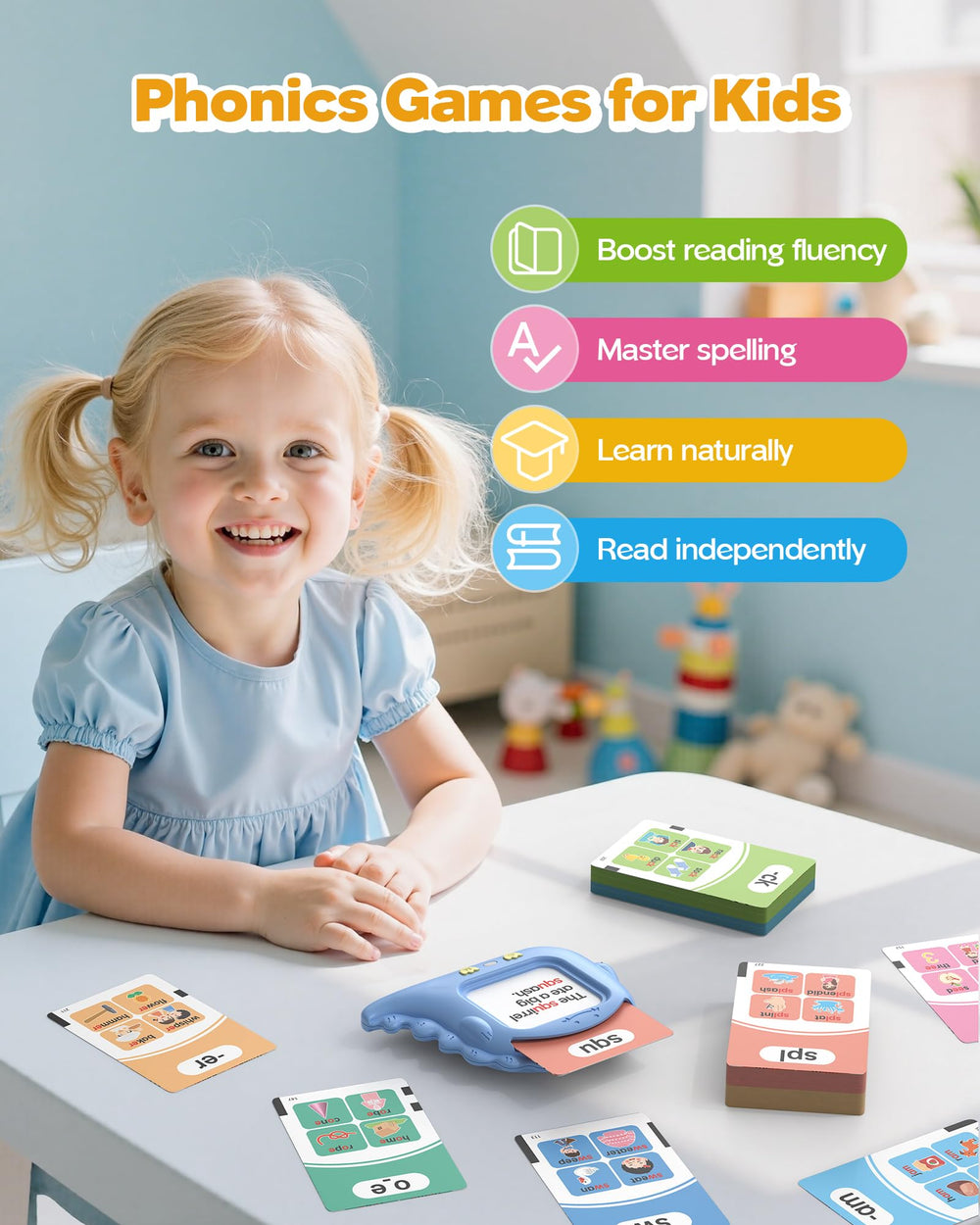 Airbition talking-flash-card-reader delivers clear American-accent pronunciation for listening practice