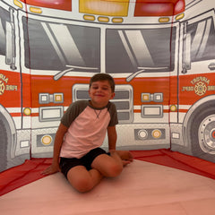Air Fort Firetruck compatible with standard box fan for inflation