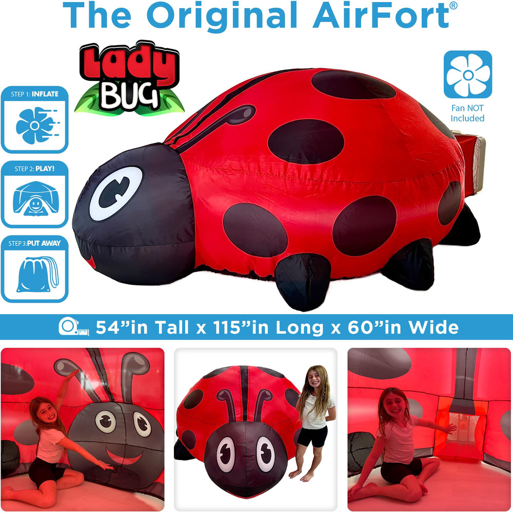 AirFort Ladybug kids inside with viewing window for supervision.