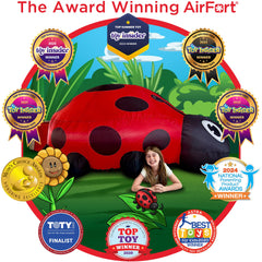 AirFort Ladybug sleepover space ideal for group fun and imagination.