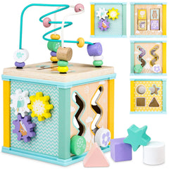 Airlab bead-maze cube offers tactile play to boost hand-eye coordination in toddlers and babies.