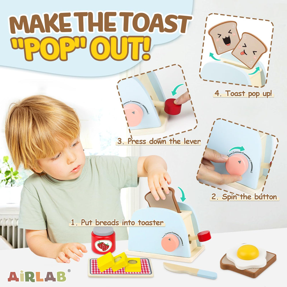 Airlab poached egg toy adds realistic breakfast details for imaginative storytelling.