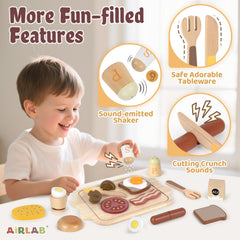 Airlab tomato slice wooden toy promotes creativity during pretend meals.