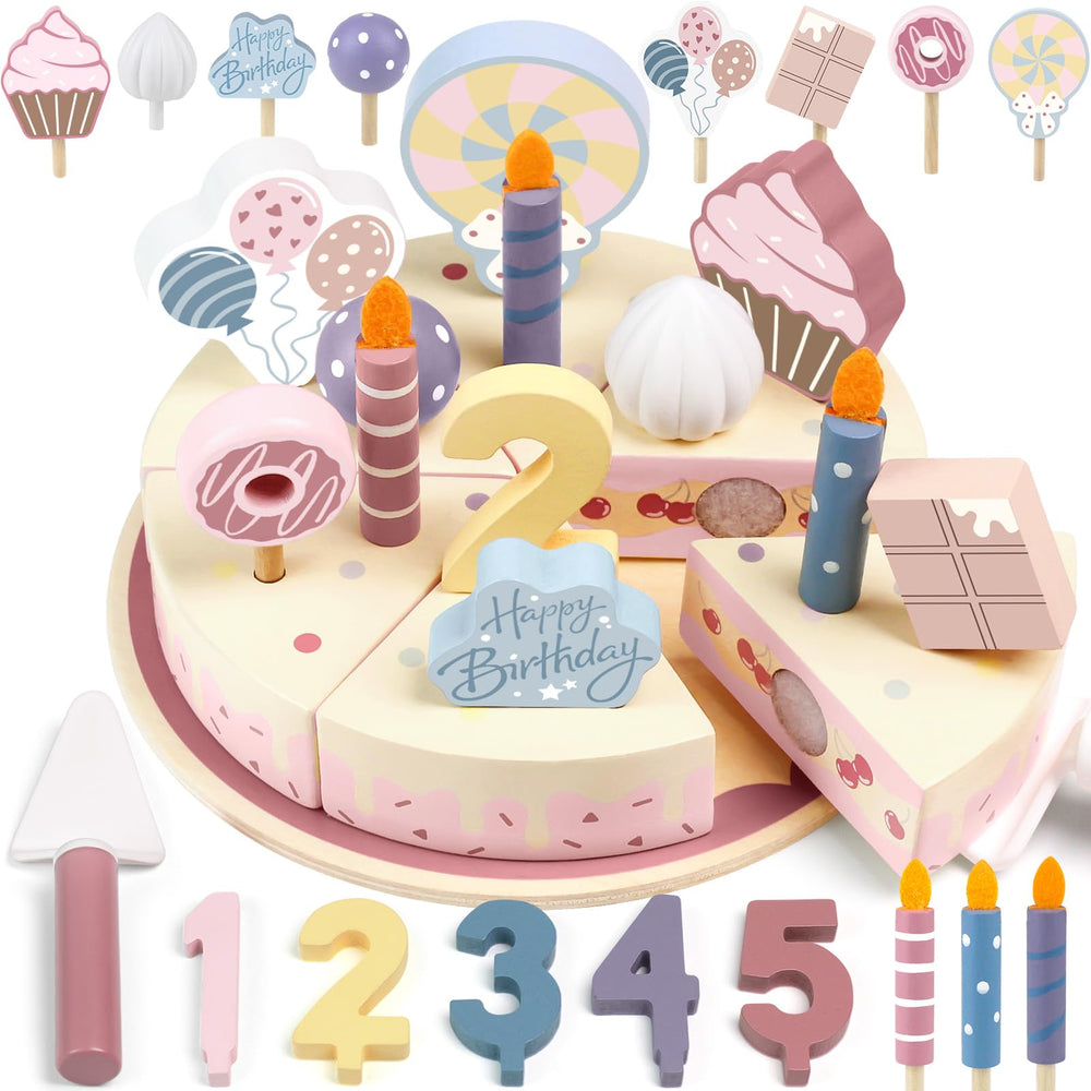 Airlab wooden birthday cake slices for imaginative pretend play and sharing
