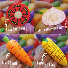 Airlab carrot wooden pretend food supports cutting play and dexterity.