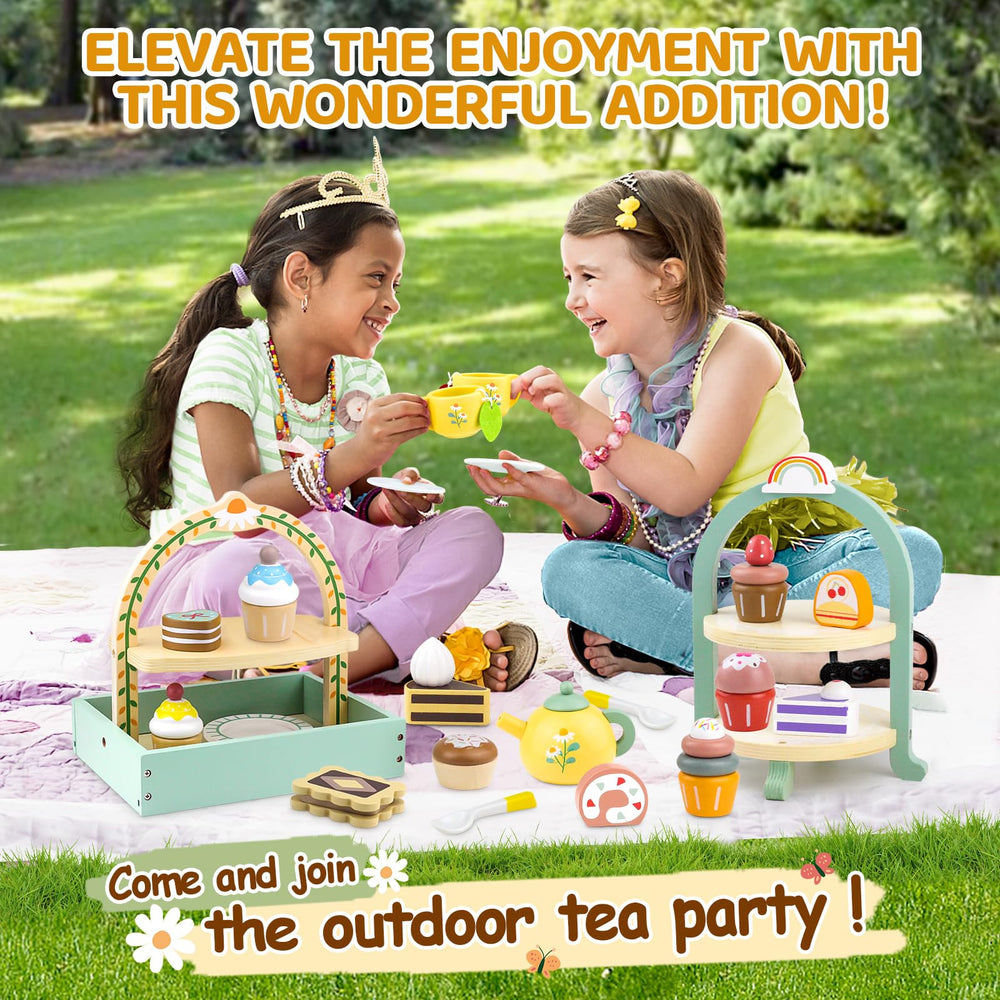 Airlab wooden tea set plates for mini meals and sharing.