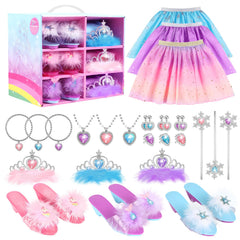 AISAMLIN princess dress up box with colorful outfits for imaginative play