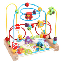AISHUN wooden bead maze with colorful beads for imaginative toddler play.