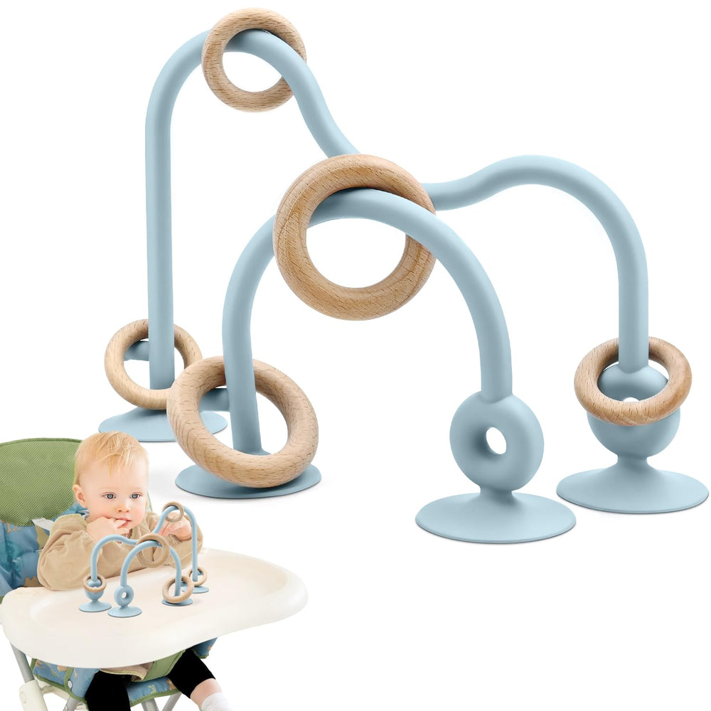 AiTuiTui baby sensory high chair suction toy blue on tray enhances mealtime focus