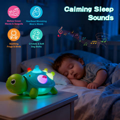 AiTuiTui turtle shows sleep modes and nature sounds for soothing routines.