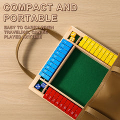 Tabletop setup of AIUAZA Shut the Box for travel or pub play