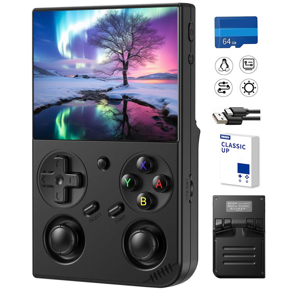 Aivuidbs Classic Up Retro handheld console with an IPS screen for vibrant on the go visuals.