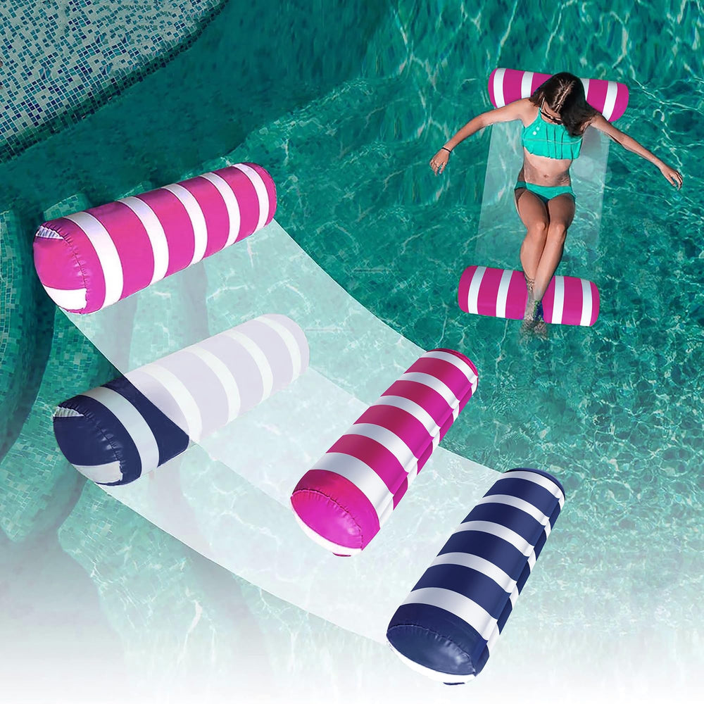 AIWAN LEZHI navy pool float hammock for relaxed lounging in sunny water.