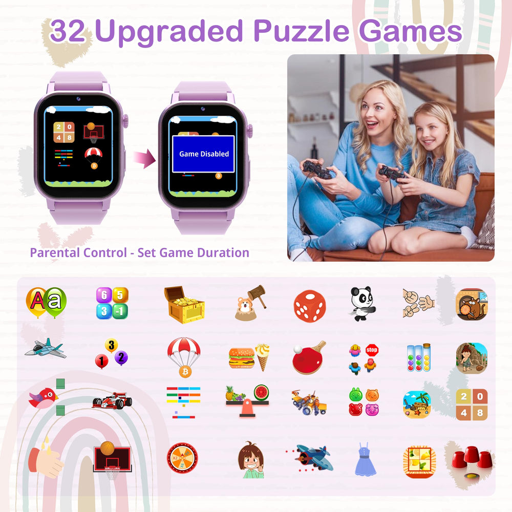 AIWIEP Kids Smart Watch camera enables selfies and videos for memories.