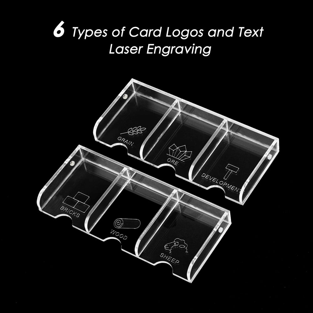 Aizesuro laser-engraved logos on card tray for quick game recognition