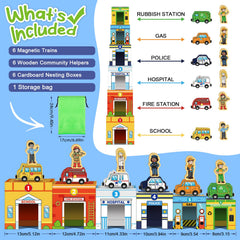 Aizweb wooden cars with magnets connect for endless train-style play.
