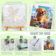 Ajepon color mix palette and brush for vibrant dog artwork