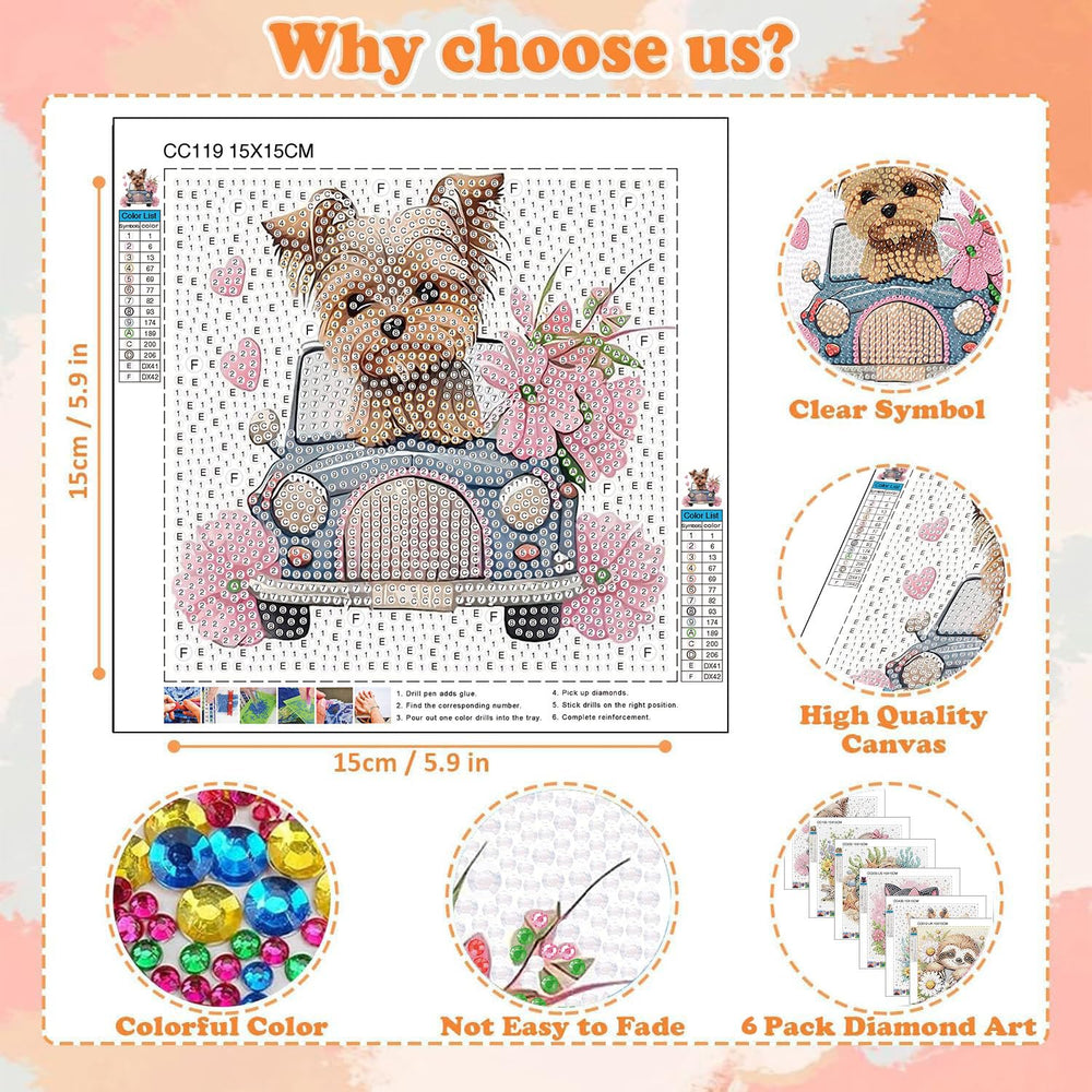 Ajepon dog diamond art kit: bright diamonds spark creativity during art time.