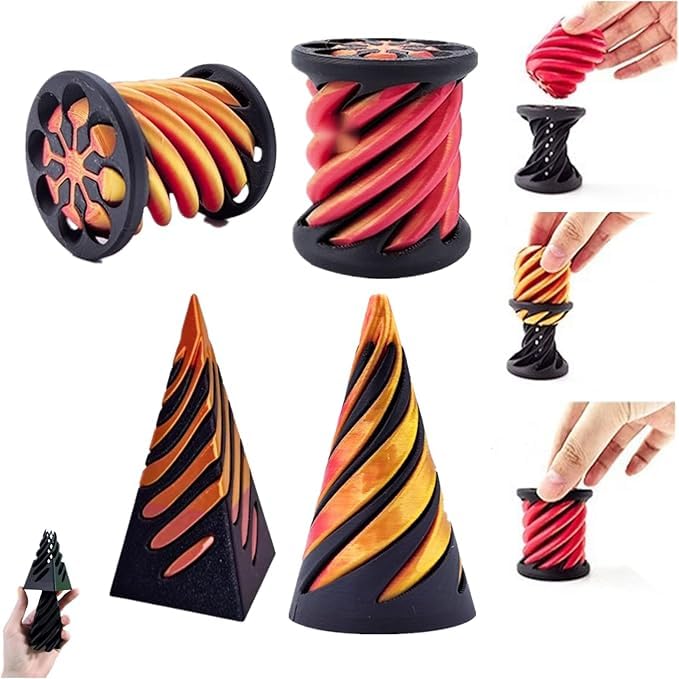 ajitxalr spiral cone fidget close-up demonstrates twisting motion for stress relief