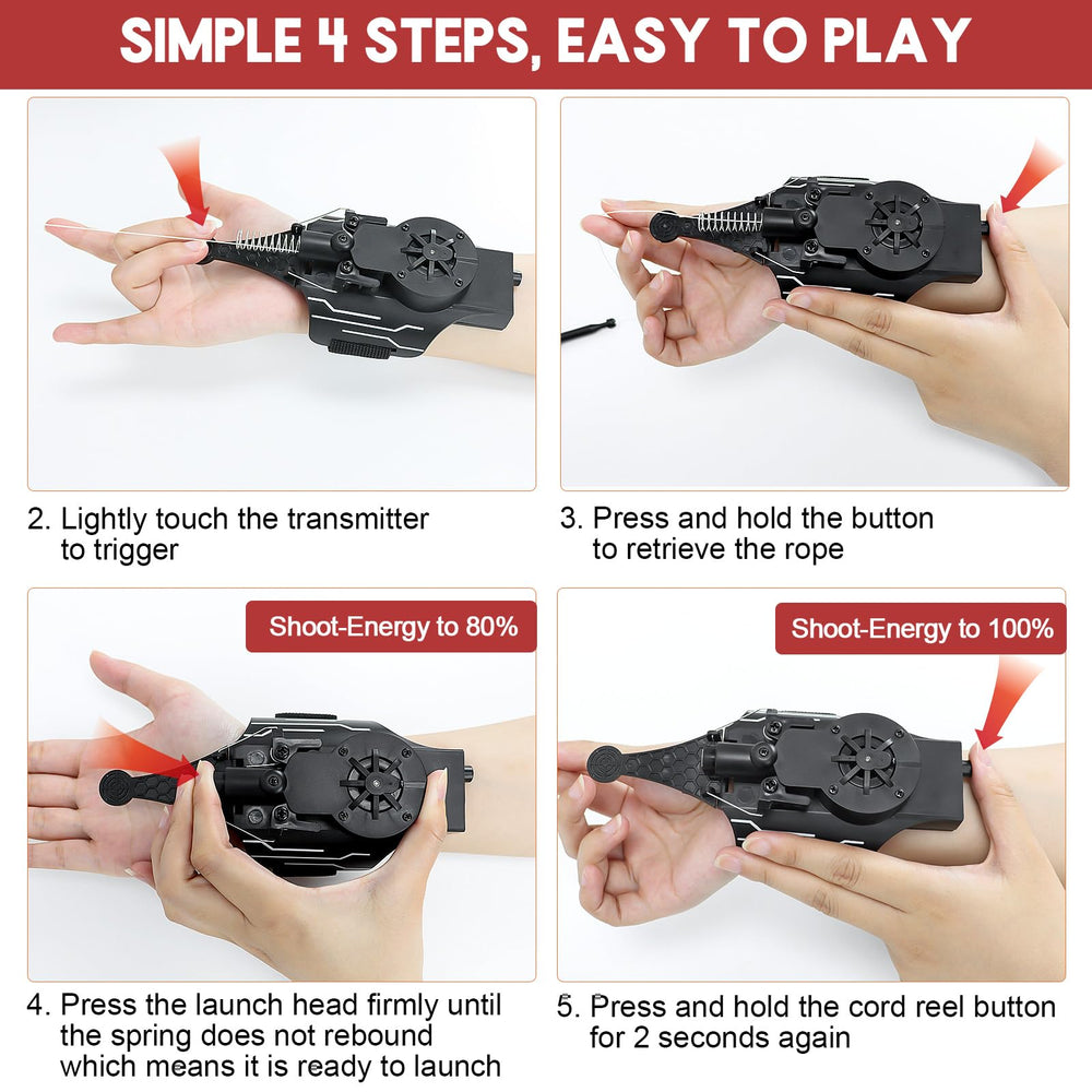AJJKKA Spider Web Shooters palm switch control enables quick launches and retries.