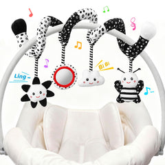 AJsupojouet bee hanging toy with crinkle wings for engaging sensory play.
