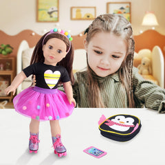 AK KYC T-shirt for 18-inch dolls, adds stylish casual wear for imaginative scenes.
