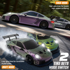 Aka Supaku RC drift car side-drift tires highlight smooth cornering.