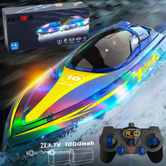 Akargol RC Boat with LED night glow for easy night tracking.