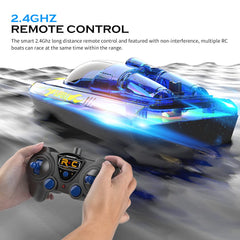 Ultrasonic-bonded waterproof shell protects the boat in splashes.
