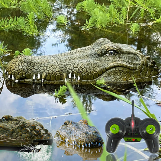 Akargol remote alligator head boat visual on water for lifelike decor and prank fun