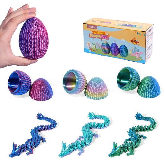 AKIDA dragon eggs with blue inside invite tactile play and visual impact.