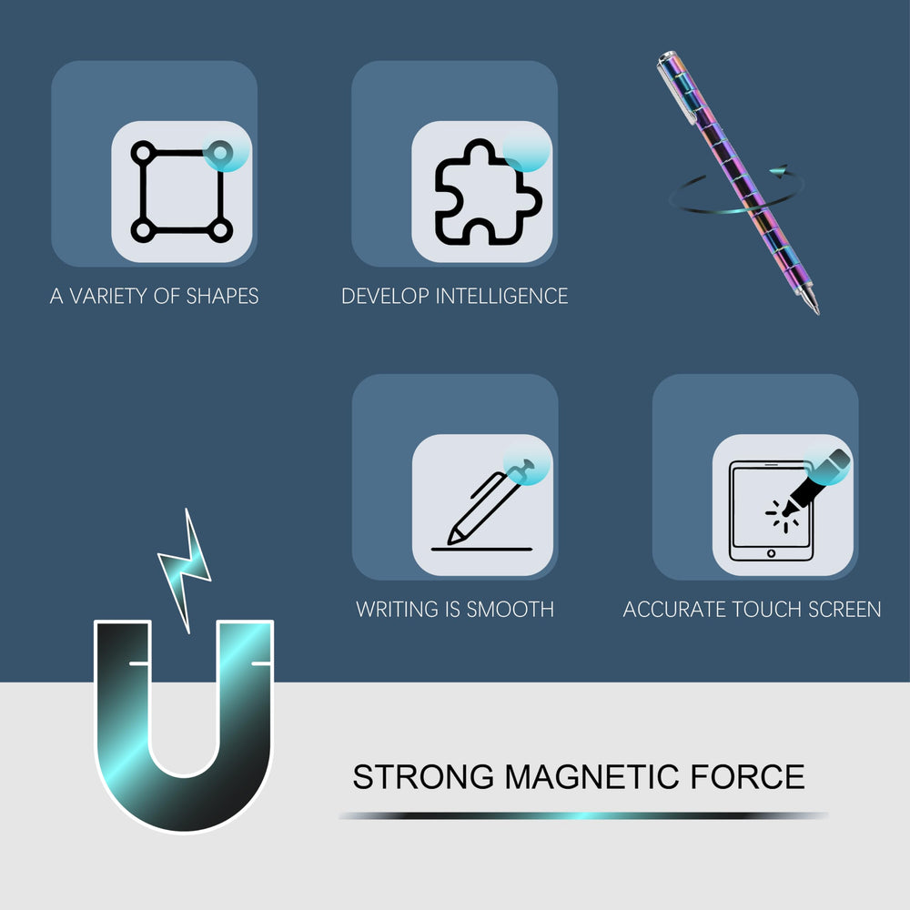 AKUTAIN Fidget Pen creates versatile shapes using magnetic modules for creative tasks.