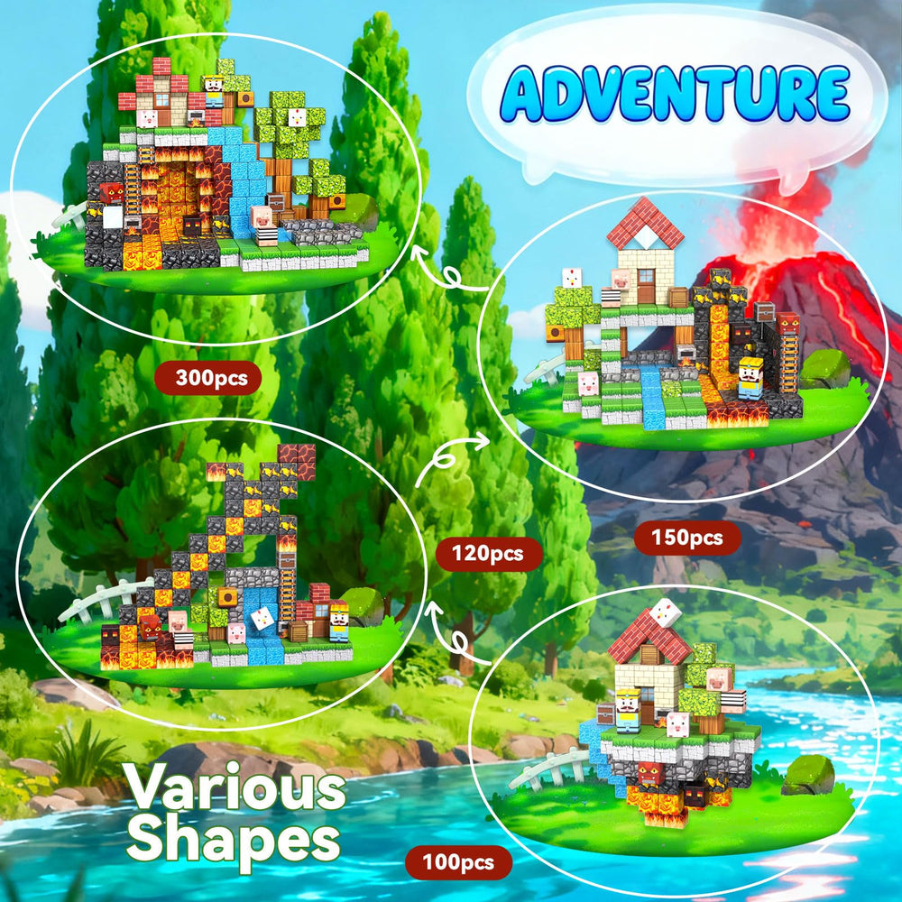 AKUTAIN STEM toy imagination-builder image highlights open-ended play possibilities.