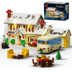 AKVOESS Christmas village cabin with snow roof, perfect for festive table decor