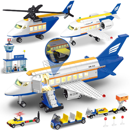 AKWME City Airplane Set airliner model with LED lights for realistic aviation play.