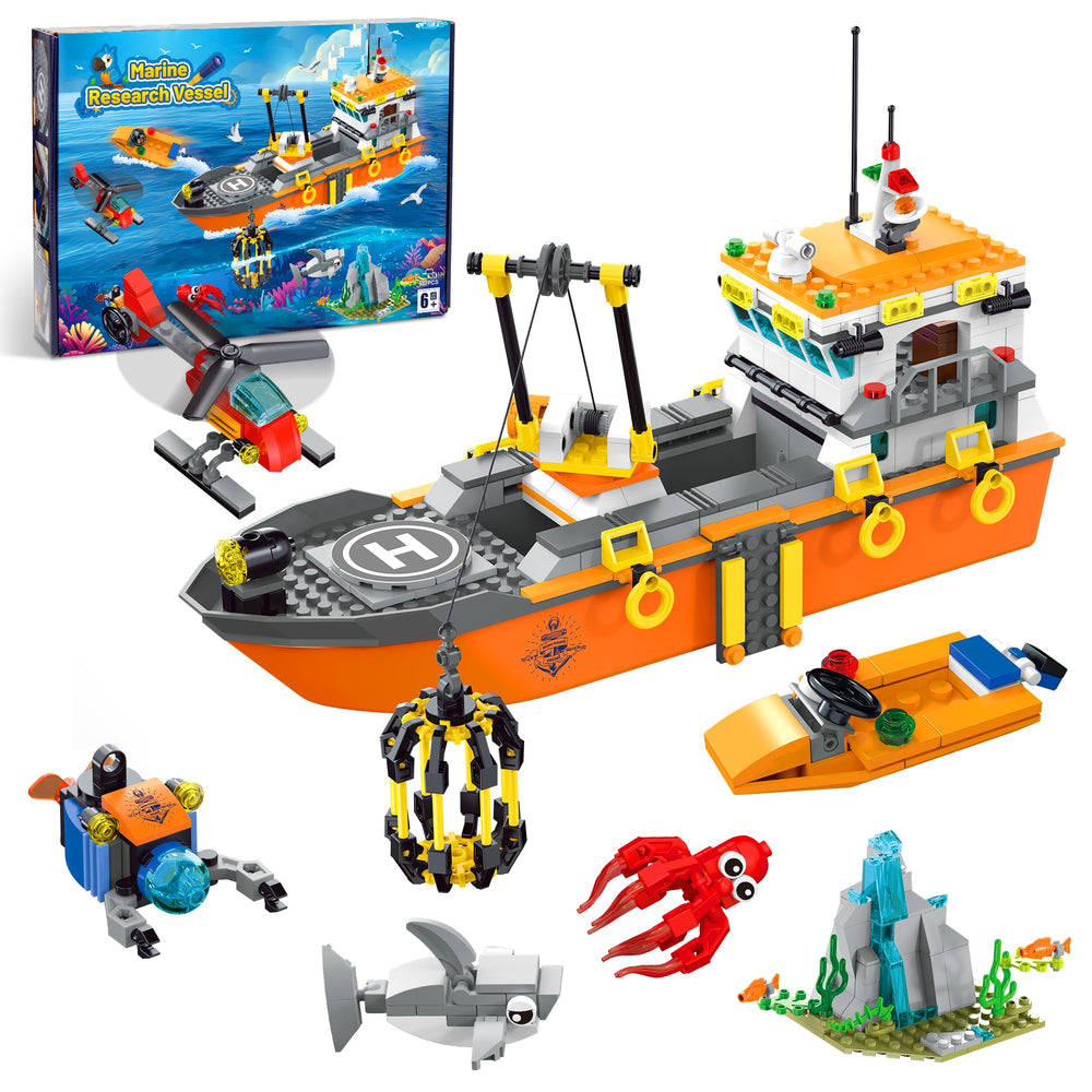 AKWME City Ocean Explorer LED-lit ship for imaginative ocean adventures.