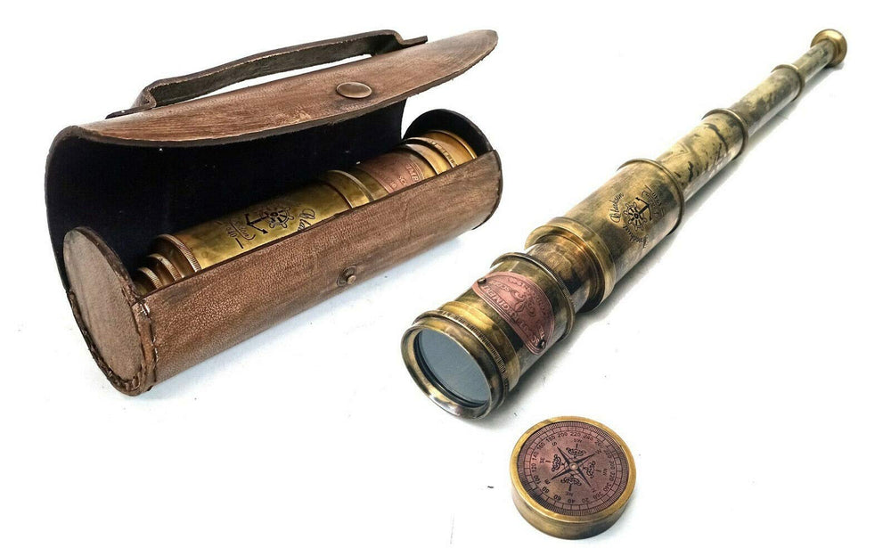 ALADEAN Scout Regiment brass telescope 19in closed view, ideal for collectors.